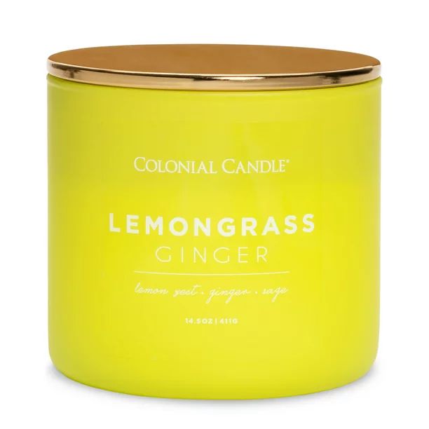 Colonial Candle Lemongrass Ginger 14.5oz 3 Wick Candle, Green | Walmart (US)