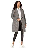 GUESS Women's Wool Coat with Pearl Trim and Faux Leather Details, Black and White Plaid, Large | Amazon (US)