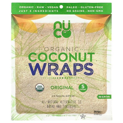 NUCO, Organic Coconut Wraps, Original, 5 Wraps, (14 g) Each | iHerb