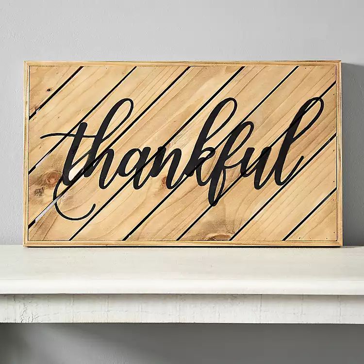 Brown Thankful Wooden Plank Wall Plaque | Kirkland's Home