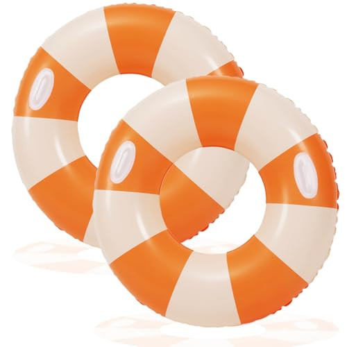 2 PCS 42 inch Inflatable Pool Floats for Swimming Pool Party Lake Beach Adults -Orange Pool Float Pool Tubes Swim Rings Tubes Floaties for Beach Pool Party Decorations (Orange, 120) | Amazon (US)