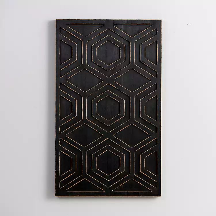 Distressed Black Geometric Hexagon Wall Plaque | Kirkland's Home
