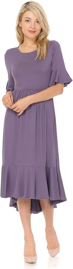 iconic luxe Women's Premium Knit Cropped Bell Midi Dress | Amazon (US)