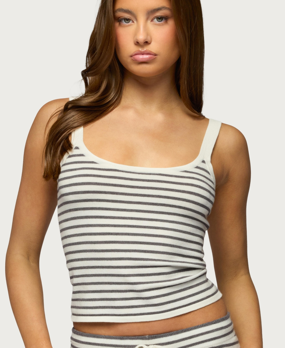 Edikted Women's Lillian Striped Knit Tank Top - Cream | Macy's