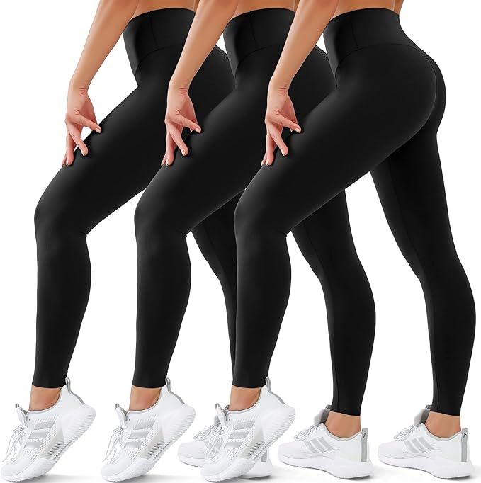 3 Pack Leggings for Women High Waisted No See-Through Tummy Control Soft Yoga Pants Womens Workou... | Amazon (US)