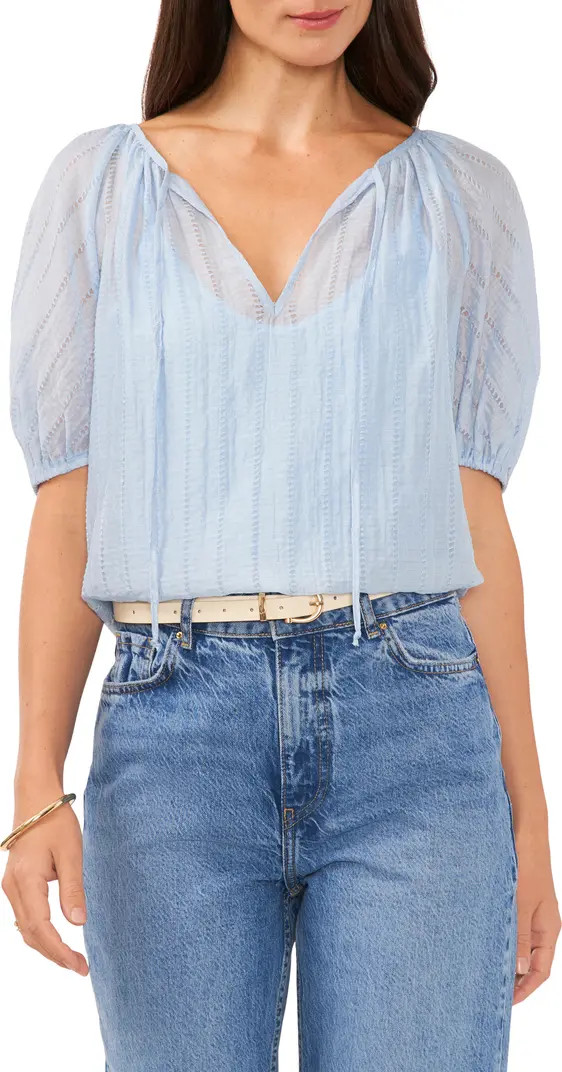 Puff Sleeve Jacquard Gauze Top | Nordstrom