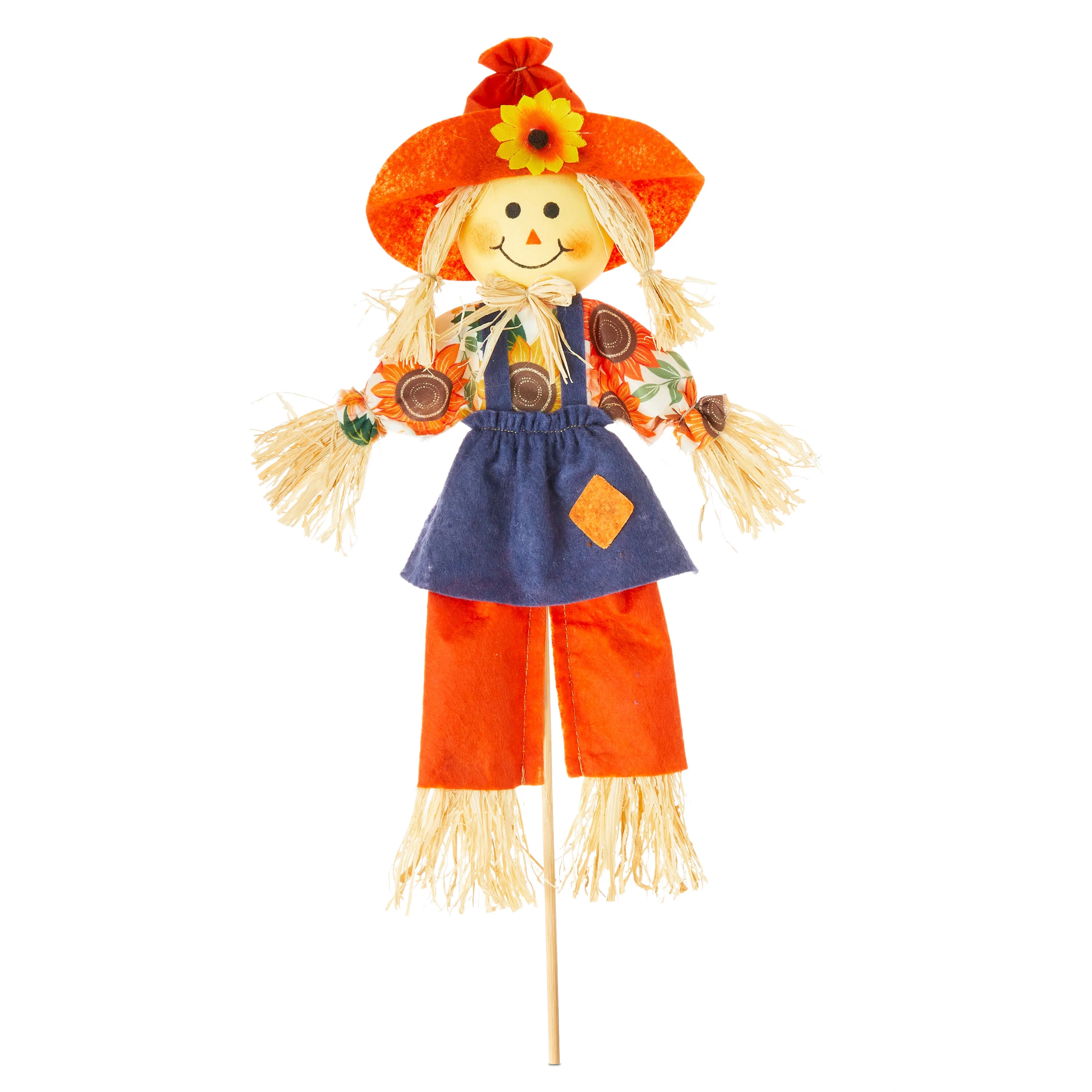 Harvest Scarecrow with Orange Hat & Pants Decorative Pick, 14 in, by Way To Celebrate | Walmart (US)