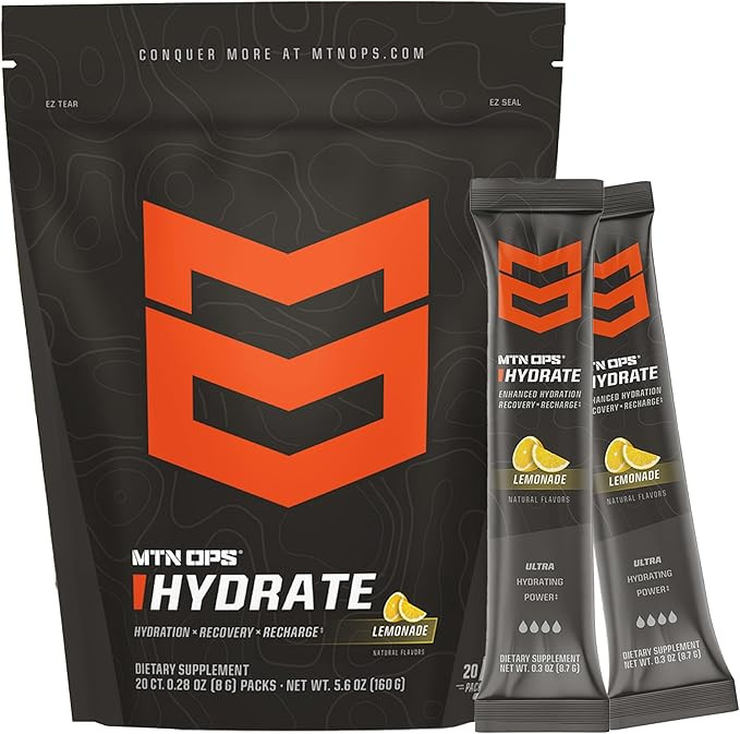 MTN OPS Hydrate Electrolytes Powder Drink Mix, 20 Single Serving On-The-Go Electrolyte Packs with... | Amazon (US)