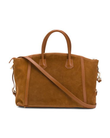 Made In Italy Suede Double Handle Tote | TJ Maxx
