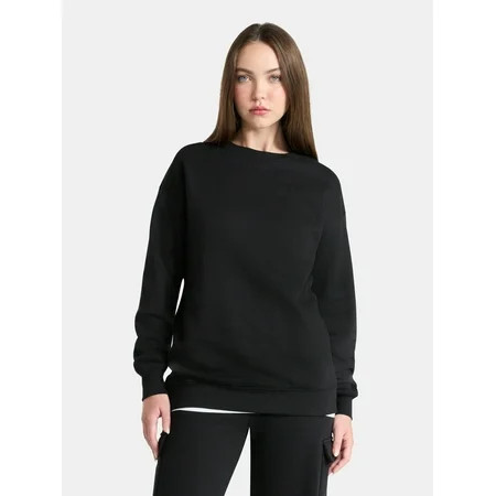 No Boundaries Fleece Oversized Sweatshirt with Long Sleeves, Women’s | Walmart (US)