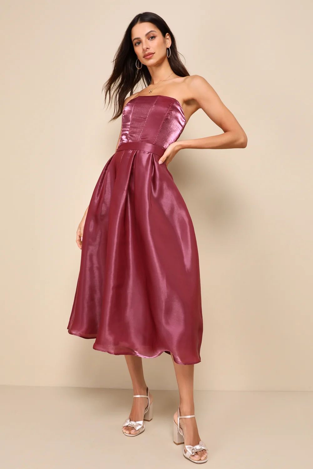 Radiant Direction Mauve Purple Strapless Midi Dress With Pockets | Lulus