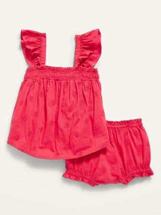 Ruffle-Sleeve Embroidered Top & Bloomer Shorts Set for Baby | Old Navy (US)
