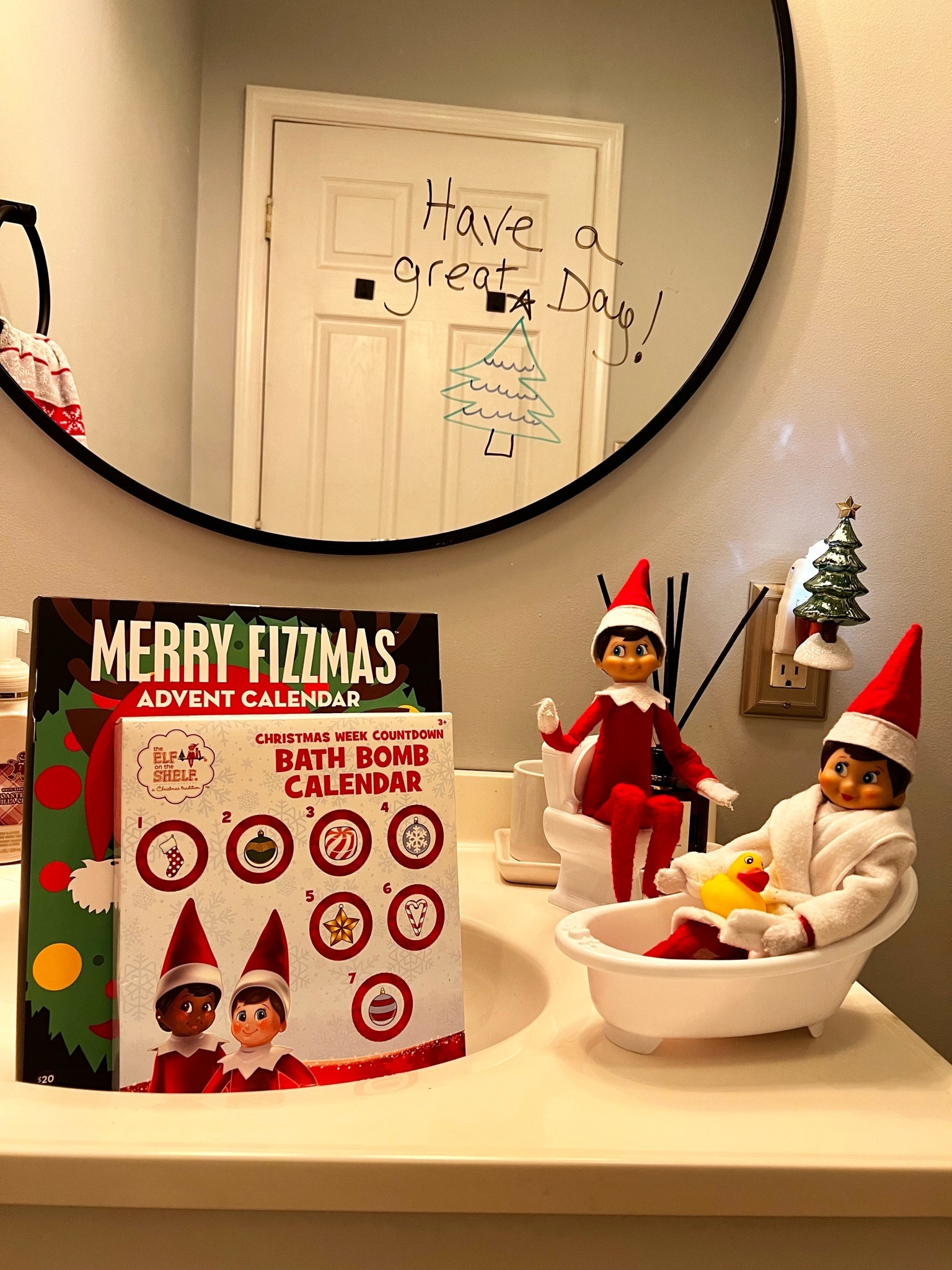 Elf on the shelf bath bomb advent calendar is only $5 and adorable! And the Merry Fizzmas one has mini surprises inside each bath bomb! My kiddos loved it last year! Also the mini tub and toilet are from Dollar Tree and fit the elves perfectly! 

#LTKHoliday #LTKkids #LTKSeasonal