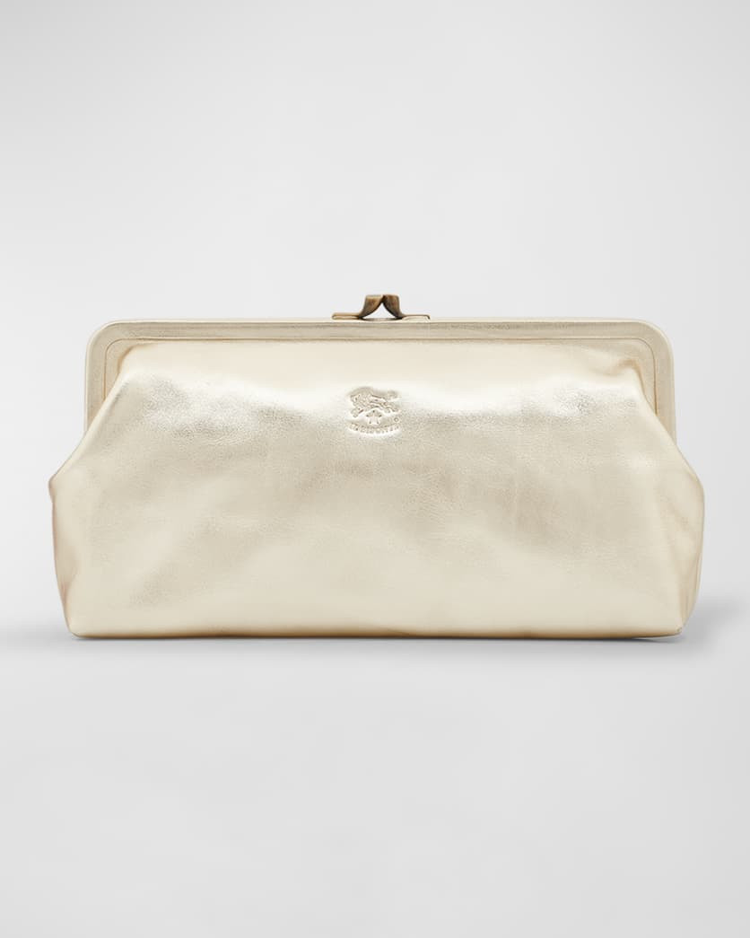 Il Bisonte Classic Metallic Leather Clutch Bag | Neiman Marcus