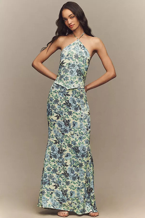 Satin Halter-Neck Maxi Dress | Anthropologie (US)