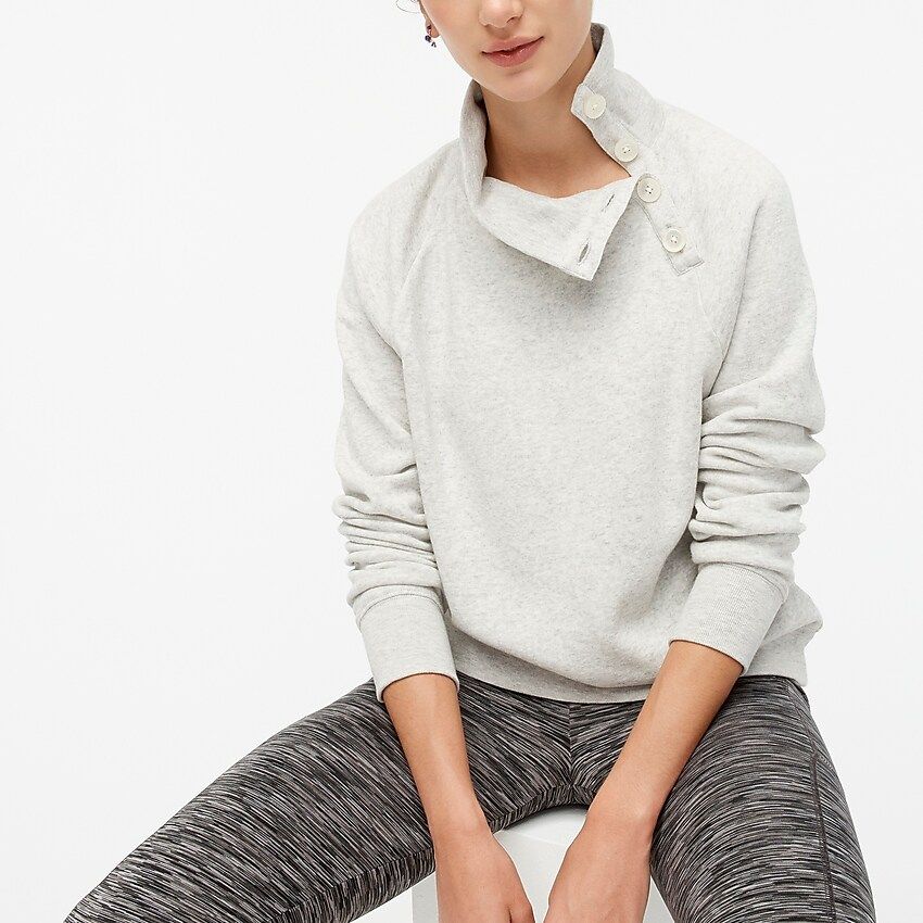 Factory: Wide Button-collar Pullover Sweatshirt In Cloudspun Fleece For Women | J.Crew Factory