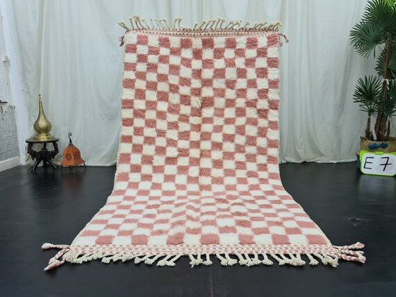 Gorgeous Beni Ourain Rug, Moroccan Handmade Carpet, Sheep Wool Rug, Berber Authentic Rug, Checker... | Etsy (US)