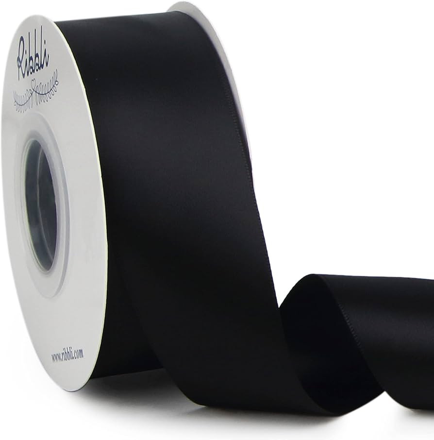 Ribbli Black Double Faced Satin Ribbon,1-1/2\u201d x Continuous 25 Yards,Use for Bows Bouquet,Gif... | Amazon (US)
