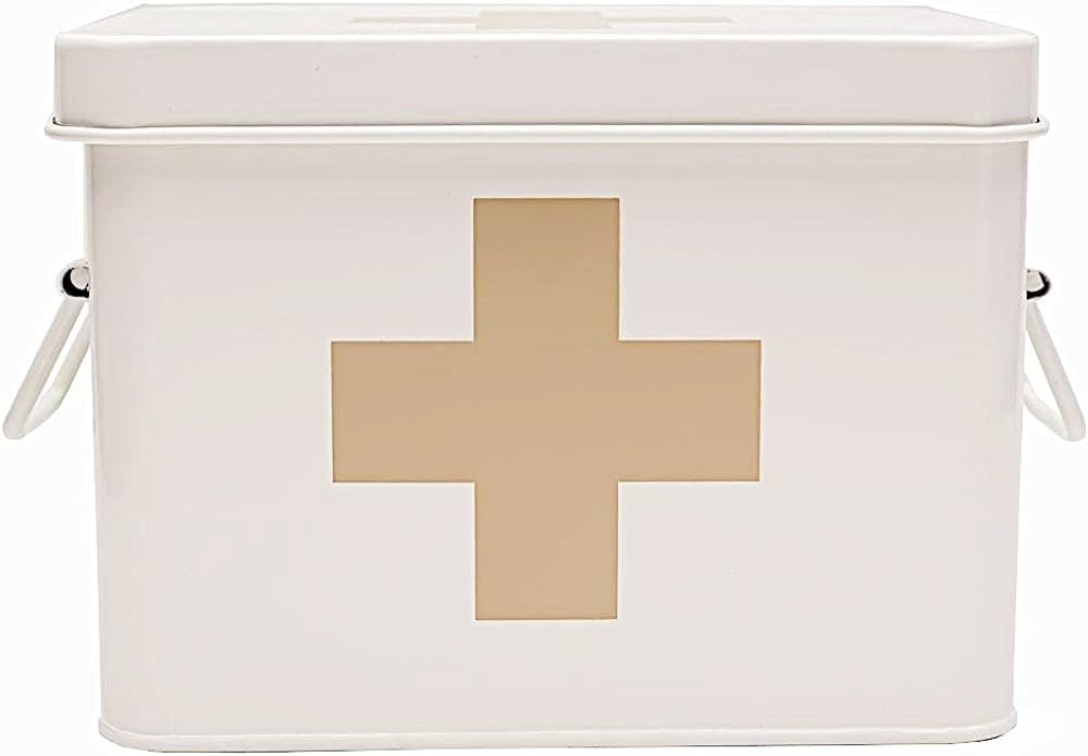 Generic Retro Enameled First Aid Box for Medicine Storage and Home Decor with Lid and Removable T... | Amazon (US)