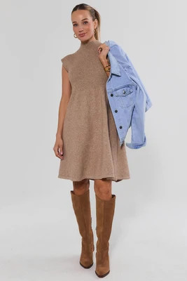 Marley Taupe Knit Short Dress | Avara