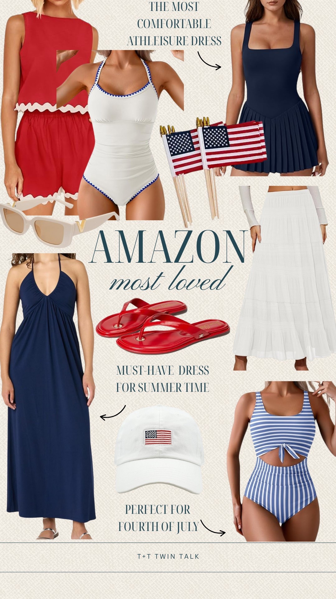 Amazon most loved Fourth of July edit! Loving the navy maxi dress and hand held American flags to take with you to your hometown parade! 

#LTKSeasonal #LTKOver40 #LTKFindsUnder100