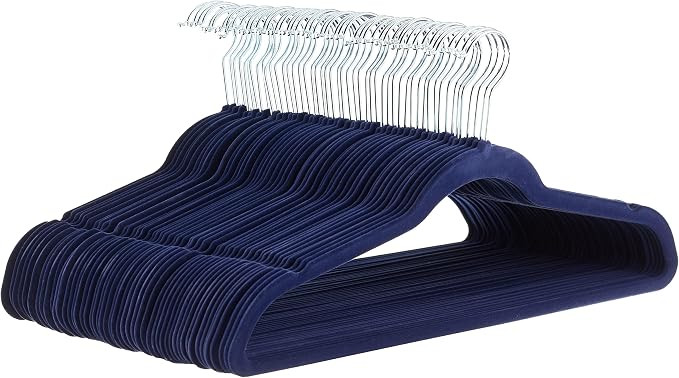 Amazon Basics Slim Velvet Non-Slip Space Saving Suit Clothes Hangers for Closet Organization, Nav... | Amazon (US)