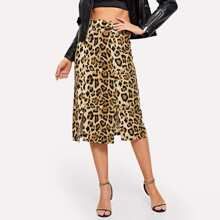Split Cheetah Print Skirt | SHEIN