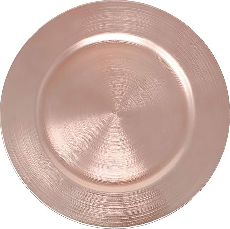 Metallic Foil Charger Plates - Set of 6 - Made of Thick Plastic - Rose Gold | Amazon (US)