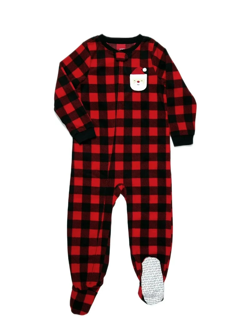 Carter's Christmas Santa Buffalo Plaid Toddler Boy's Pajama Sleeper, Size 5T | Walmart (US)