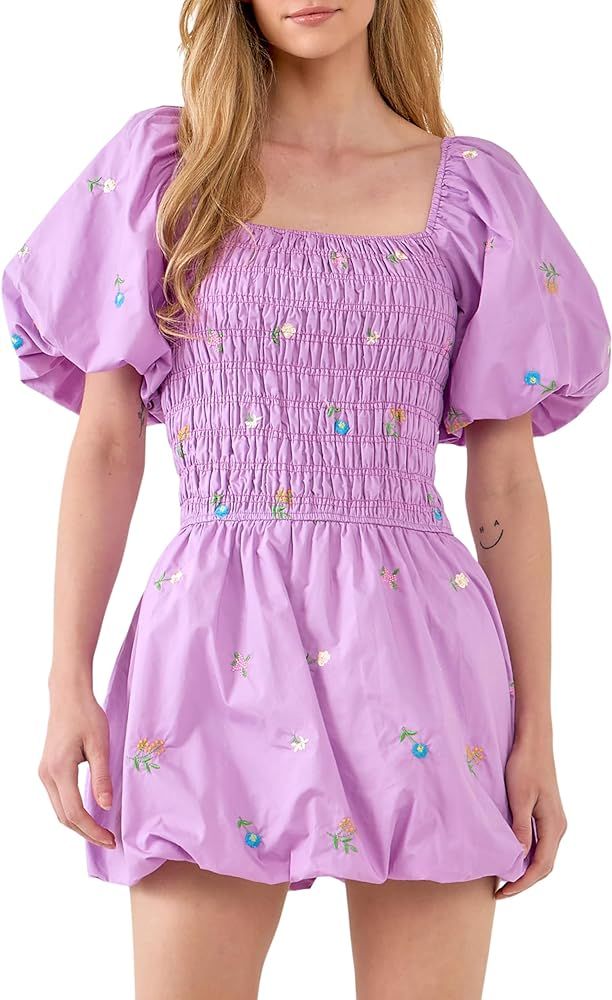 English Factory Women's Smocked Dress with Balloon Sleeves | Amazon (US)