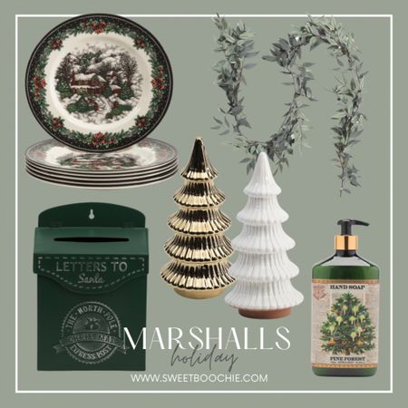 Marshall’s holiday decor. Santa’s mailbox, holiday dishes, scented hand soap for guest bath, Afloral 6’ Italian garland, mercury glass Christmas tree 

#LTKHoliday #LTKSeasonal #LTKhome