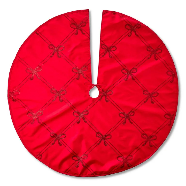 Bow Christmas Tree Skirt, Red, 48", by Holiday Time | Walmart (US)