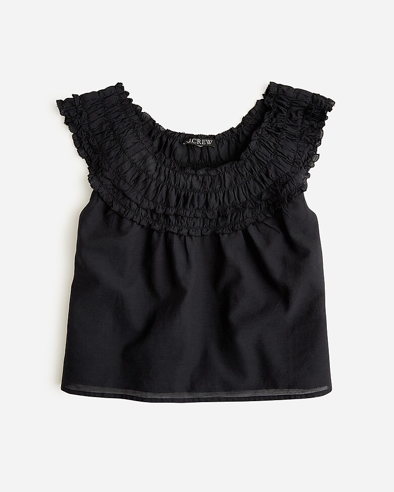 Smocked cap-sleeve top in cotton voile | J. Crew US