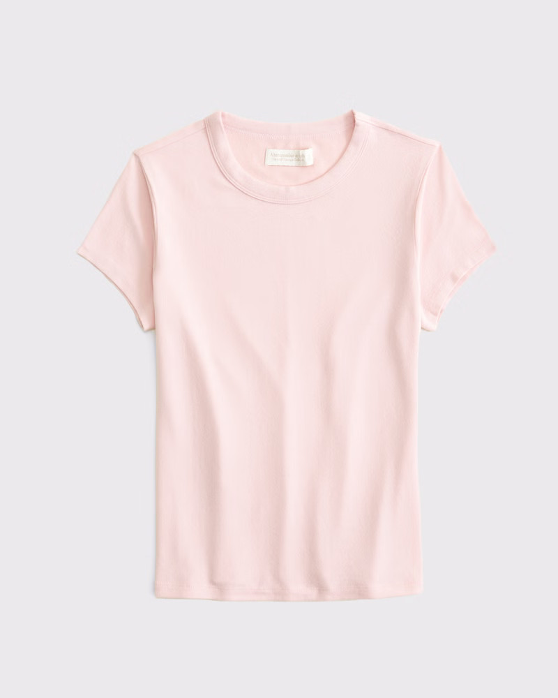 Abercrombie & Fitch Women's Short-Sleeve Cozy Lounge Knit Tee in Light Pink - Size L | Abercrombie & Fitch (US)