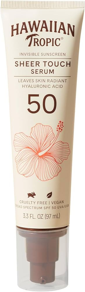 Hawaiian Tropic Sérum corporal Sheer Touch FPS 50, 94 g | Soro de ácido hialurônico, soro prot... | Amazon (US)