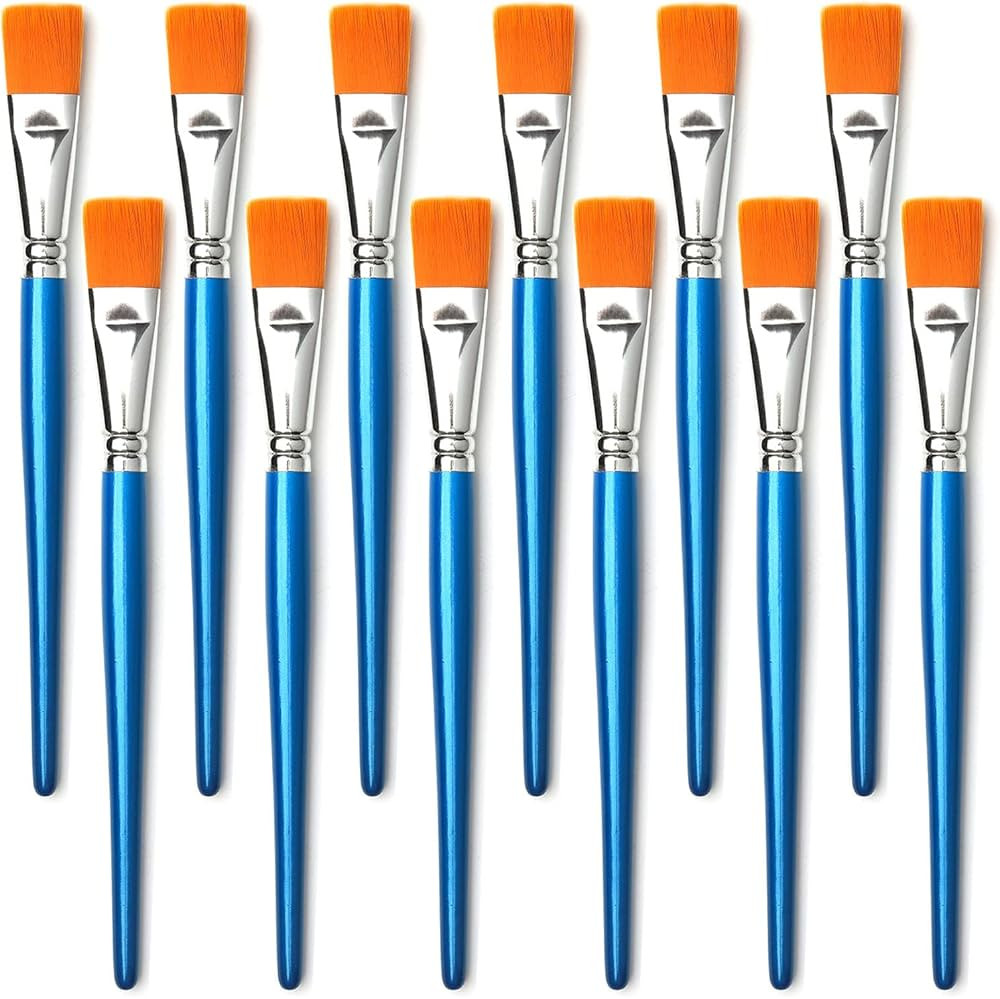 1 inch Flat Paint Brushes for Acrylic Painting,12 Pieces Large Synthetic Paint Brushes Bulk with ... | Amazon (US)
