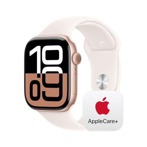 Apple Watch Series 10 [GPS + Cellular 46mm] with Rose Gold Aluminium Case with Light Blush Sport Band - S/M. Fitness Tracker, ECG App, Always-On Retina Display with AppleCare+ (2 Years) | Amazon (US)