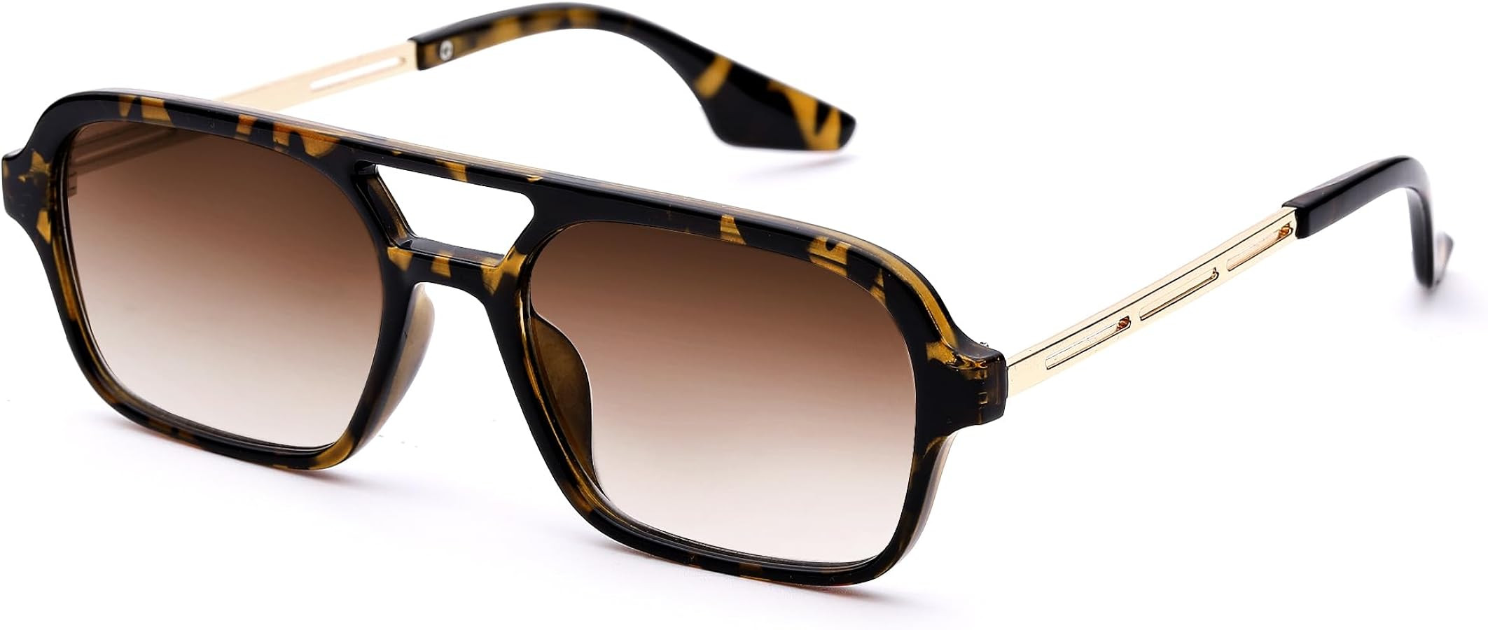 COASION Vintage 70s Flat Aviator Small Frame Sunglasses for Women Men Square Metal Design UV400 P... | Amazon (US)