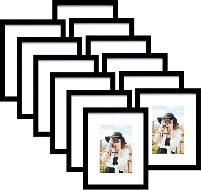 11x14 Picture Frame Set of 12, Modern Gallery Wall Frames, Black | Fits 8x10 With Mat or 11x14 Wi... | Amazon (US)
