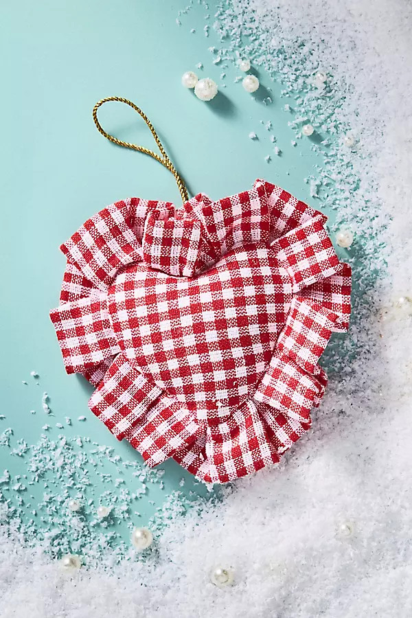 Gingham Heart Pillow Ornament | Anthropologie (US)