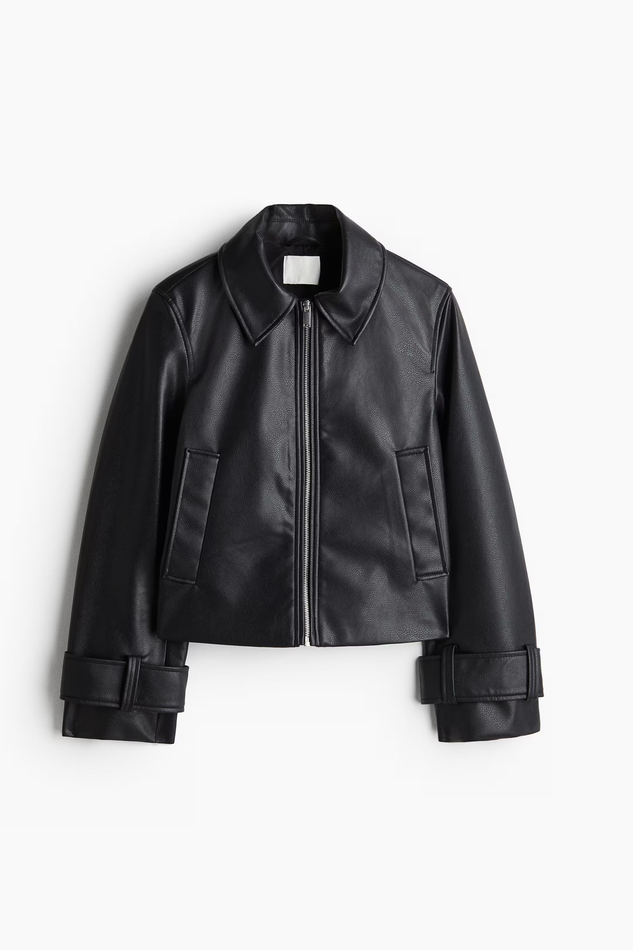 Coated Jacket - Long sleeve - Short - Black - Ladies | H&M US | H&M (US + CA)