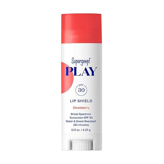 Amazon.com: Supergoop! PLAY Lip Shield SPF 30 Strawberry - Hydrating SPF Lip Balm - Moisturizing ... | Amazon (US)
