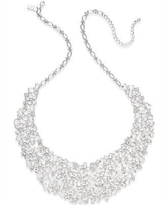 kate spade new york Silver-Tone Crystal Statement Necklace | Macys (US)