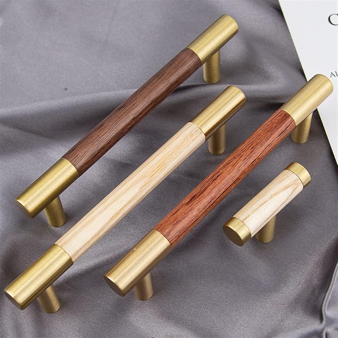 Furniture Wardrobe Door Handle Black Walnut Cabinet Handle Native Wood Handle Solid Wood Brass Ha... | Amazon (US)