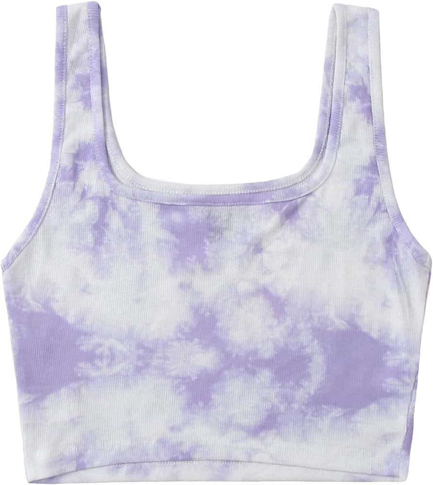 Verdusa Women's Casual Sleeveless Tie Dye Rib Knit Crop Tank Top | Amazon (US)