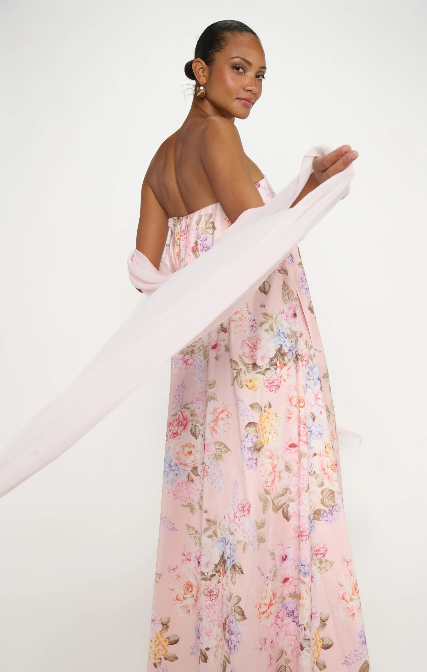 Tinsley Tube Dress ~ Powder Pink Blooms Taffeta | Show Me Your Mumu