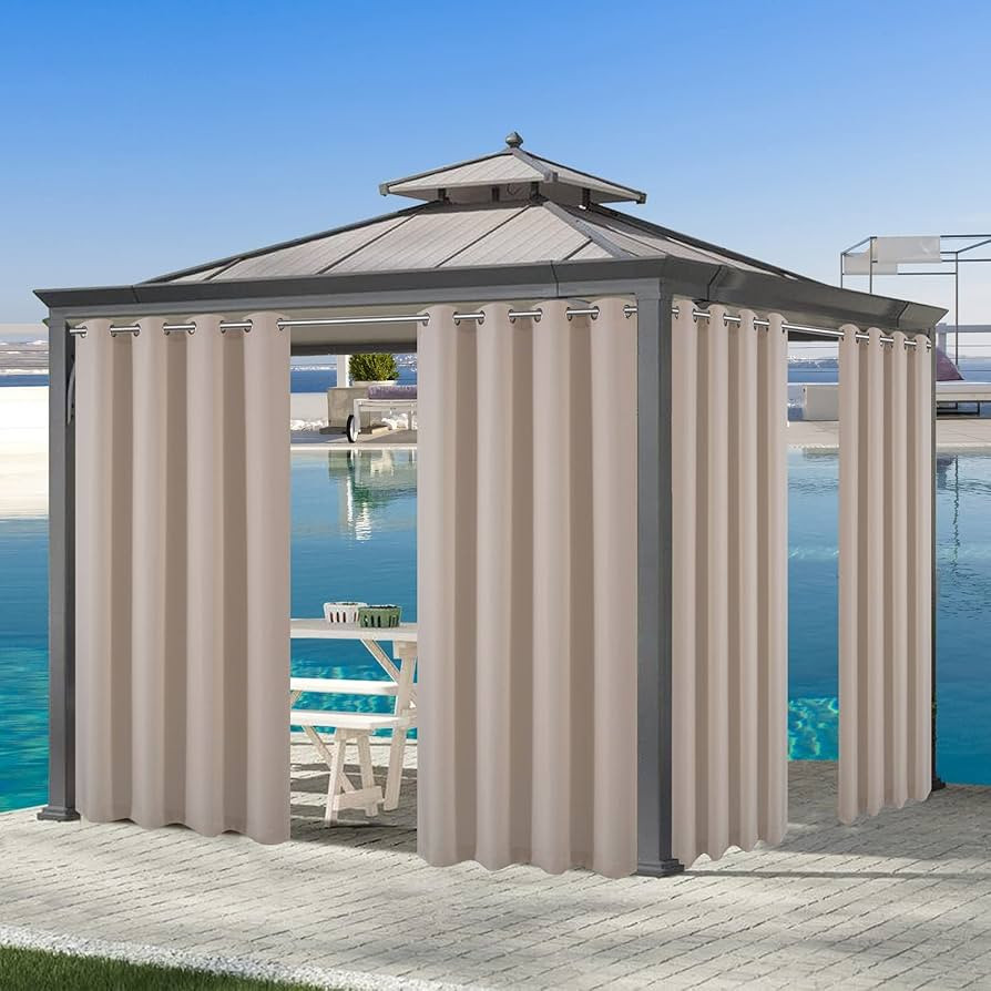 Voday (2 Panels) Waterproof Outdoor Curtains 54 X 84 Inch - Rustproof Grommet Heat Blocking Home ... | Amazon (US)