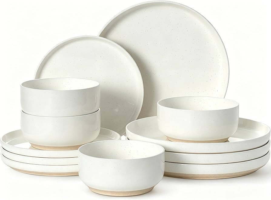 Plates and Bowls Sets, Dinnerware Sets for 4, 12 Pieces Scratch Resistant Dishware Dishes Set, Ce... | Amazon (US)