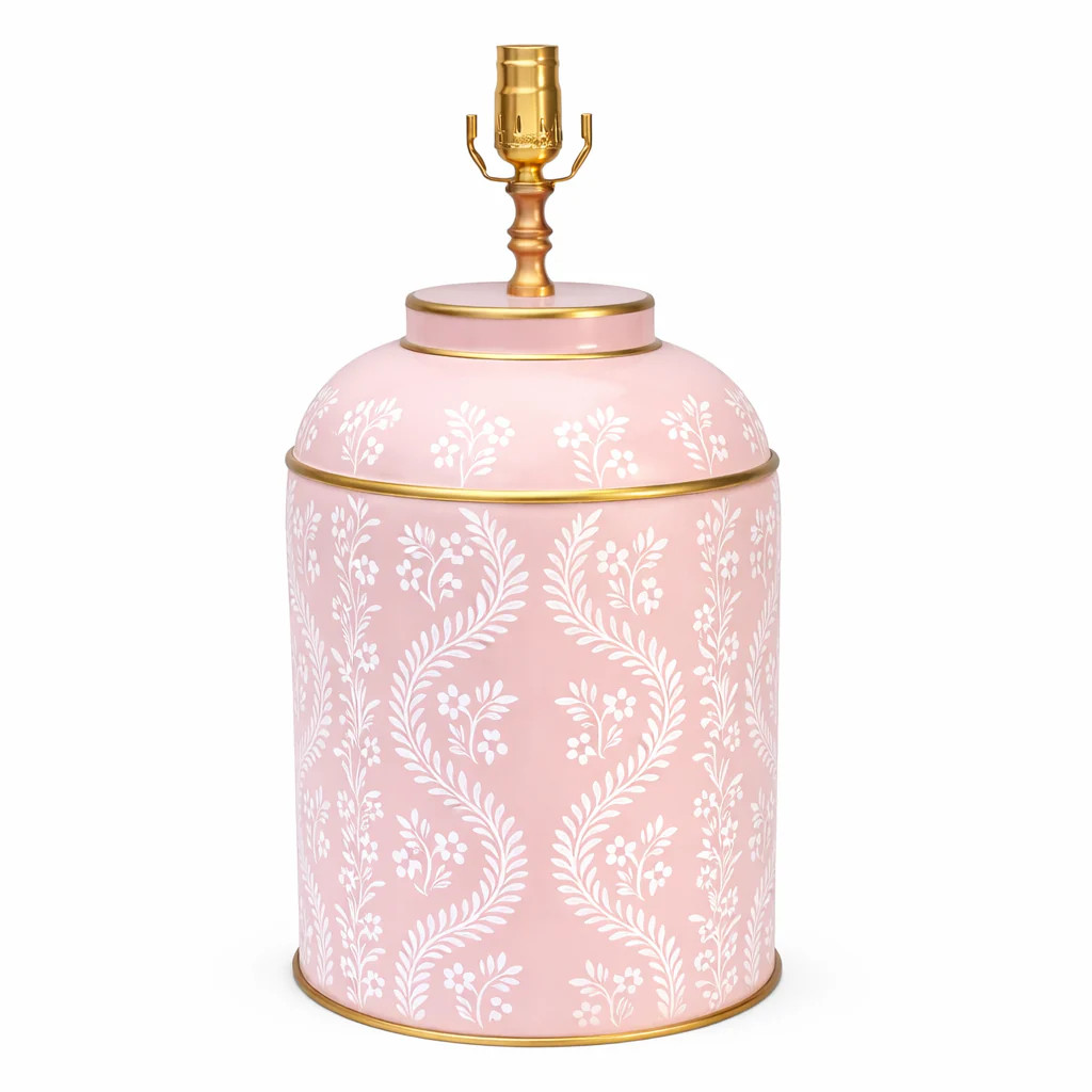 Pink Ikat Trellis Tea Caddy Lamp | The Enchanted Home
