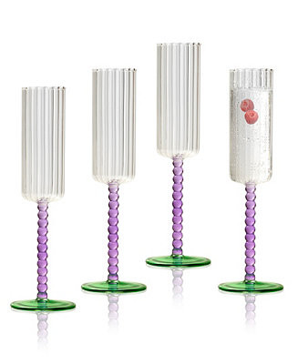 Mardi Gras All Purpose Champagne Flutes, Set of 4 | Macy's